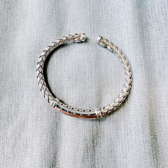✨ NWOT Sterling Silver Medium Mesh Bangle with CZ Diamonds - Picture 3 of 5